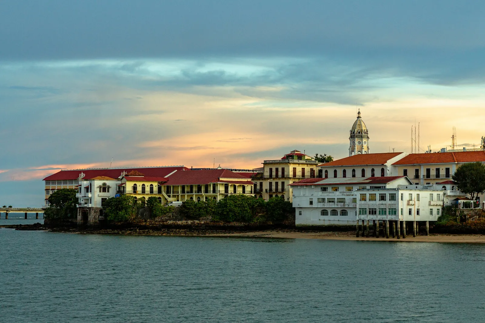 Colonial buildings on the Casco Viejo waterfront in Panama City